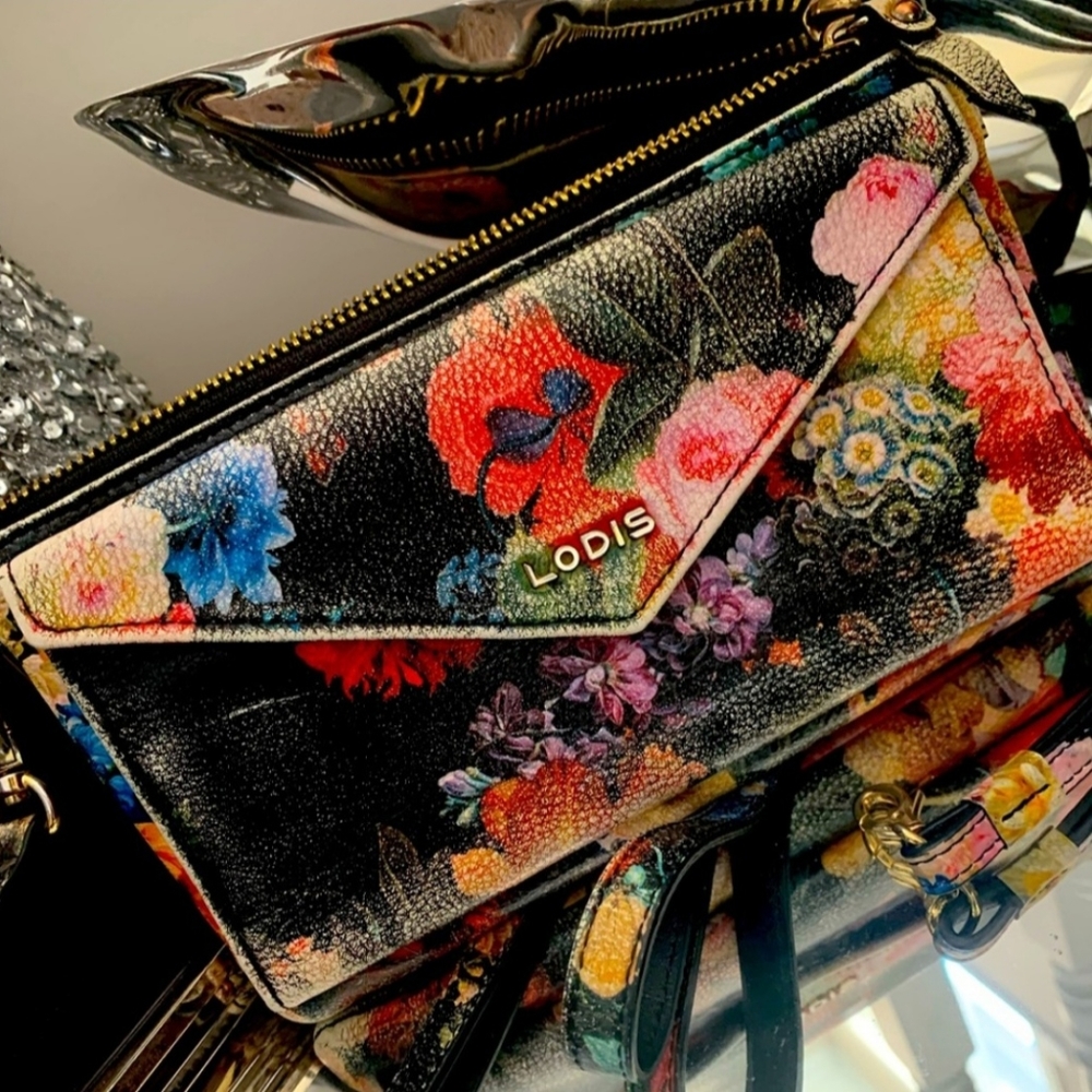 Lodis Black Floral Small Crossbody bag